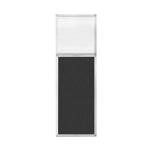 Hush Panel Configurable Cubicle Partition 2' x 6' W/ Window Black Fabric Clear Fluted Window